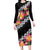 Black Polynesia Family Matching Long Sleeve Bodycon Dress and Hawaiian Shirt Plumeria With Hibiscus Pattern Tropical Vibes