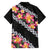 Black Polynesia Family Matching Off Shoulder Maxi Dress and Hawaiian Shirt Plumeria With Hibiscus Pattern Tropical Vibes