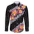 Black Polynesia Family Matching Off Shoulder Maxi Dress and Hawaiian Shirt Plumeria With Hibiscus Pattern Tropical Vibes