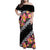 Black Polynesia Family Matching Off Shoulder Maxi Dress and Hawaiian Shirt Plumeria With Hibiscus Pattern Tropical Vibes