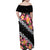 Black Polynesia Family Matching Off Shoulder Maxi Dress and Hawaiian Shirt Plumeria With Hibiscus Pattern Tropical Vibes