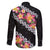 Black Polynesia Family Matching Off Shoulder Short Dress and Hawaiian Shirt Plumeria With Hibiscus Pattern Tropical Vibes