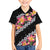 Black Polynesia Family Matching Off Shoulder Short Dress and Hawaiian Shirt Plumeria With Hibiscus Pattern Tropical Vibes