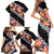 Black Polynesia Family Matching Short Sleeve Bodycon Dress and Hawaiian Shirt Plumeria With Hibiscus Pattern Tropical Vibes