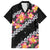 Black Polynesia Family Matching Short Sleeve Bodycon Dress and Hawaiian Shirt Plumeria With Hibiscus Pattern Tropical Vibes