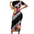 Black Polynesia Family Matching Short Sleeve Bodycon Dress and Hawaiian Shirt Plumeria With Hibiscus Pattern Tropical Vibes