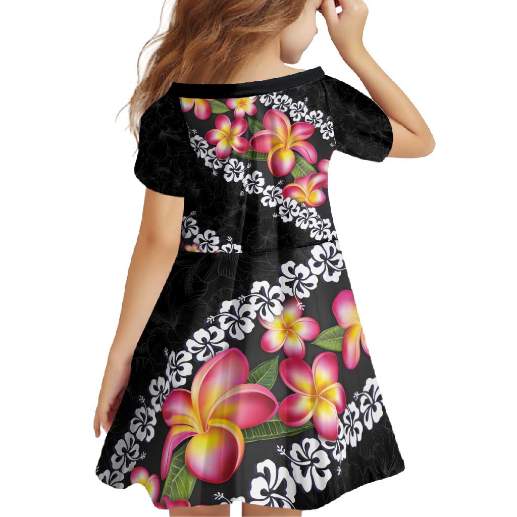 Black Polynesia Family Matching Tank Maxi Dress and Hawaiian Shirt Plumeria With Hibiscus Pattern Tropical Vibes LT14 - Polynesian Pride