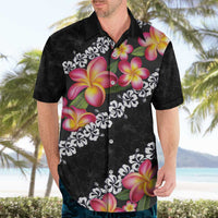 Black Polynesia Hawaiian Shirt Plumeria With Hibiscus Pattern Tropical Vibes LT14 - Polynesian Pride