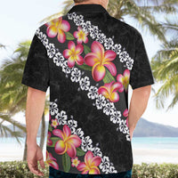 Black Polynesia Hawaiian Shirt Plumeria With Hibiscus Pattern Tropical Vibes LT14 - Polynesian Pride