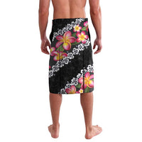 Black Polynesia Lavalava Plumeria With Hibiscus Pattern Tropical Vibes LT14 - Polynesian Pride