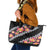 Black Polynesia Leather Tote Bag Plumeria With Hibiscus Pattern Tropical Vibes