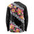 Black Polynesia Long Sleeve Shirt Plumeria With Hibiscus Pattern Tropical Vibes