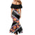 Black Polynesia Mermaid Dress Plumeria With Hibiscus Pattern Tropical Vibes