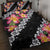 Black Polynesia Quilt Bed Set Plumeria With Hibiscus Pattern Tropical Vibes