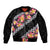 Black Polynesia Sleeve Zip Bomber Jacket Plumeria With Hibiscus Pattern Tropical Vibes