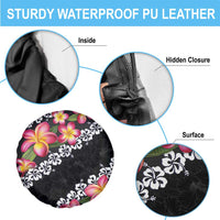 Black Polynesia Spare Tire Cover Plumeria With Hibiscus Pattern Tropical Vibes LT14 - Polynesian Pride