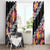 Black Polynesia Window Curtain Plumeria With Hibiscus Pattern Tropical Vibes