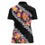 Black Polynesia Women Polo Shirt Plumeria With Hibiscus Pattern Tropical Vibes