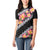 Black Polynesia Women Polo Shirt Plumeria With Hibiscus Pattern Tropical Vibes