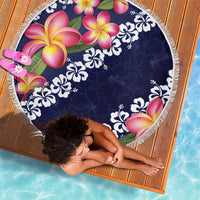 Blue Polynesia Beach Blanket Plumeria With Hibiscus Pattern Tropical Vibes LT14 - Polynesian Pride