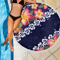 Blue Polynesia Beach Blanket Plumeria With Hibiscus Pattern Tropical Vibes LT14 - Polynesian Pride