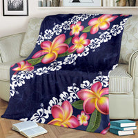 Blue Polynesia Blanket Plumeria With Hibiscus Pattern Tropical Vibes LT14 - Polynesian Pride
