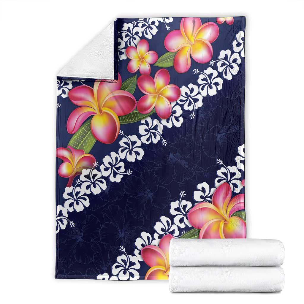 Blue Polynesia Blanket Plumeria With Hibiscus Pattern Tropical Vibes LT14 - Polynesian Pride