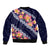 Blue Polynesia Bomber Jacket Plumeria With Hibiscus Pattern Tropical Vibes