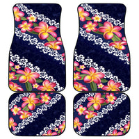 Blue Polynesia Car Mats Plumeria With Hibiscus Pattern Tropical Vibes LT14 - Polynesian Pride