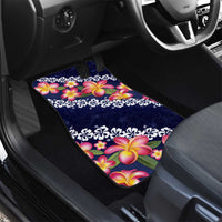 Blue Polynesia Car Mats Plumeria With Hibiscus Pattern Tropical Vibes LT14 - Polynesian Pride