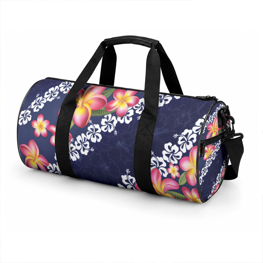Blue Polynesia Duffle Bag Plumeria With Hibiscus Pattern Tropical Vibes LT14 - Polynesian Pride