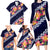 Blue Polynesia Family Matching Long Sleeve Bodycon Dress and Hawaiian Shirt Plumeria With Hibiscus Pattern Tropical Vibes