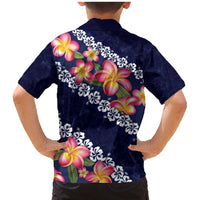 Blue Polynesia Family Matching Mermaid Dress and Hawaiian Shirt Plumeria With Hibiscus Pattern Tropical Vibes LT14 - Polynesian Pride