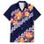 Blue Polynesia Family Matching Off Shoulder Maxi Dress and Hawaiian Shirt Plumeria With Hibiscus Pattern Tropical Vibes