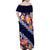 Blue Polynesia Family Matching Off Shoulder Maxi Dress and Hawaiian Shirt Plumeria With Hibiscus Pattern Tropical Vibes