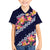 Blue Polynesia Family Matching Off Shoulder Short Dress and Hawaiian Shirt Plumeria With Hibiscus Pattern Tropical Vibes