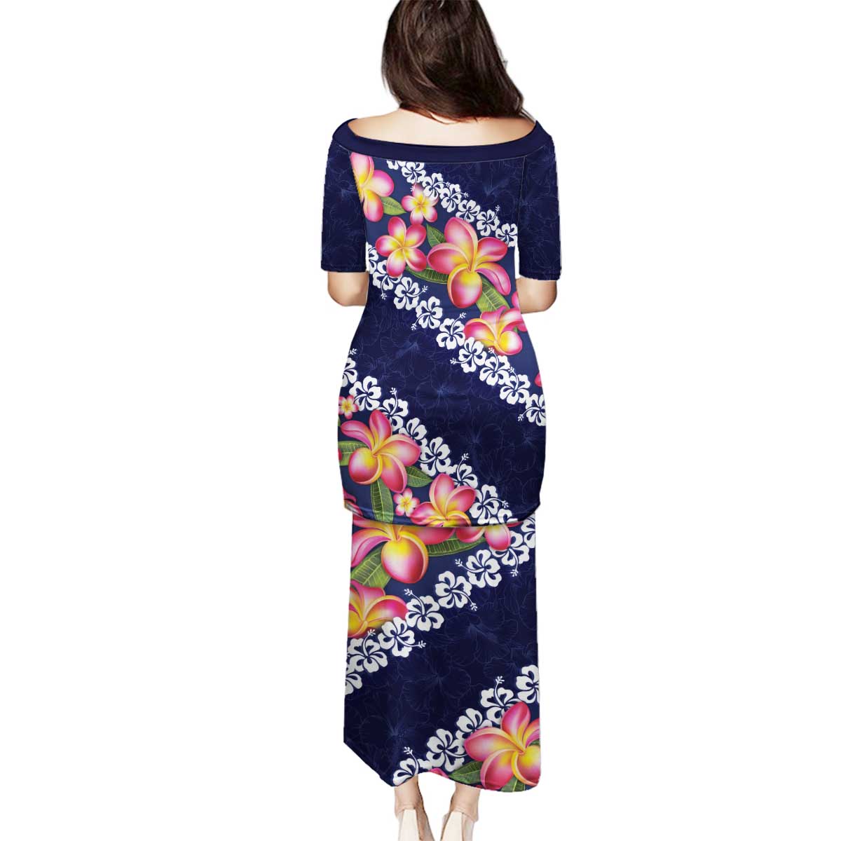 Blue Polynesia Family Matching Puletasi and Hawaiian Shirt Plumeria With Hibiscus Pattern Tropical Vibes LT14 - Polynesian Pride