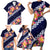 Blue Polynesia Family Matching Short Sleeve Bodycon Dress and Hawaiian Shirt Plumeria With Hibiscus Pattern Tropical Vibes