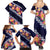 Blue Polynesia Family Matching Summer Maxi Dress and Hawaiian Shirt Plumeria With Hibiscus Pattern Tropical Vibes