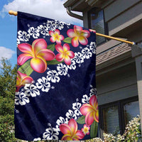 Blue Polynesia Garden Flag Plumeria With Hibiscus Pattern Tropical Vibes LT14 - Polynesian Pride
