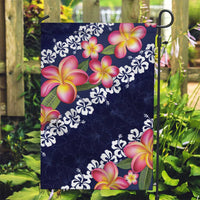 Blue Polynesia Garden Flag Plumeria With Hibiscus Pattern Tropical Vibes LT14 Garden Flag Blue - Polynesian Pride
