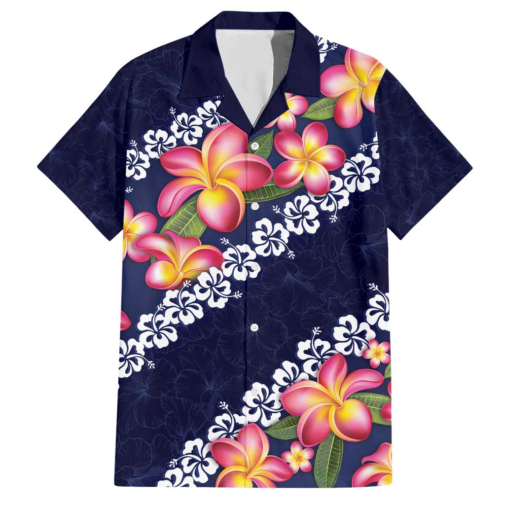Blue Polynesia Hawaiian Shirt Plumeria With Hibiscus Pattern Tropical Vibes LT14 Blue - Polynesian Pride