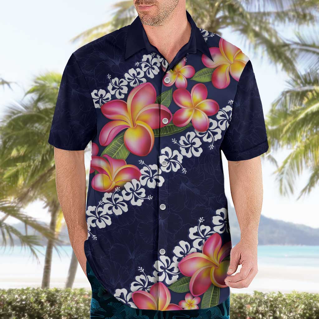 Blue Polynesia Hawaiian Shirt Plumeria With Hibiscus Pattern Tropical Vibes LT14 - Polynesian Pride