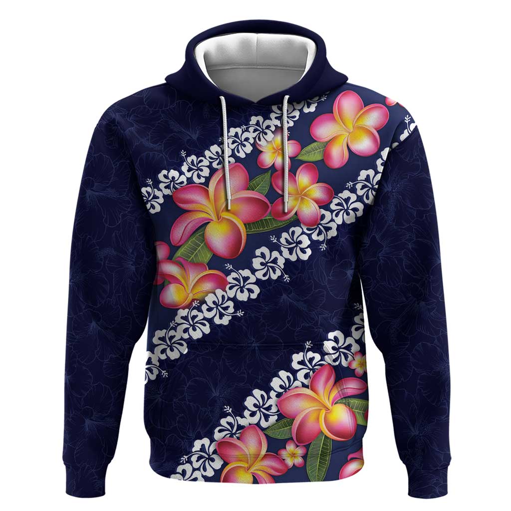 Blue Polynesia Hoodie Plumeria With Hibiscus Pattern Tropical Vibes