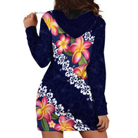 Blue Polynesia Hoodie Dress Plumeria With Hibiscus Pattern Tropical Vibes LT14 - Polynesian Pride