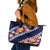 Blue Polynesia Leather Tote Bag Plumeria With Hibiscus Pattern Tropical Vibes