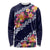 Blue Polynesia Long Sleeve Shirt Plumeria With Hibiscus Pattern Tropical Vibes