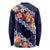 Blue Polynesia Long Sleeve Shirt Plumeria With Hibiscus Pattern Tropical Vibes