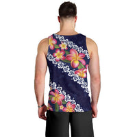 Blue Polynesia Men Tank Top Plumeria With Hibiscus Pattern Tropical Vibes LT14 - Polynesian Pride