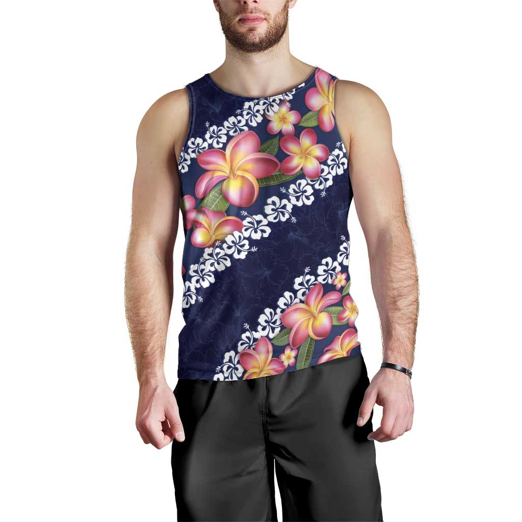 Blue Polynesia Men Tank Top Plumeria With Hibiscus Pattern Tropical Vibes LT14 - Polynesian Pride